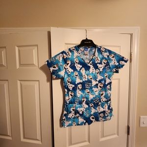 Disney Olaf from Frozen women XS scrub top